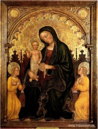 Madonna med barn och två änglar Gentile da Fabriano