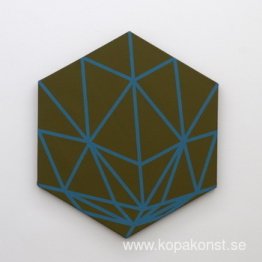 Hexagon med turkosa linjer