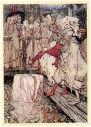 Galahad drar svärdet från den flytande stenen