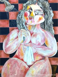 Kvinna Som Njuter Av Duschen