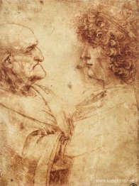 Huvuden av en gammal man och en ungdom