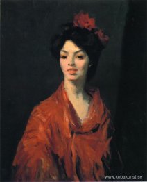 Spansk kvinna i en röd sjal