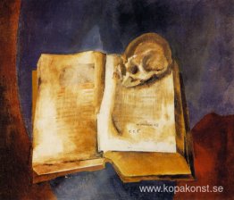 En skalle på den öppna boken