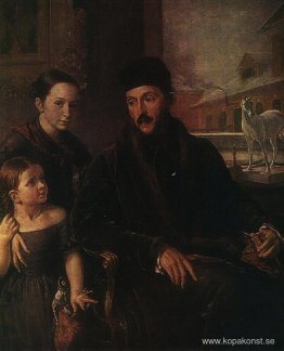 Porträtt av D. P. Voyeikov med hans dotter och guvernören fröken