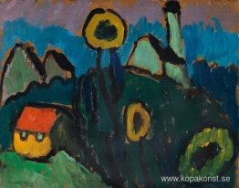Landskap med solrosor