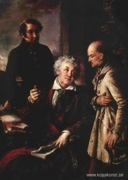 Porträtt av Fedor Semenovich Moslov med anställda på stuteri