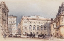 Nedre österrikiskt hus på landet i Wien sett från Minoritenplatz