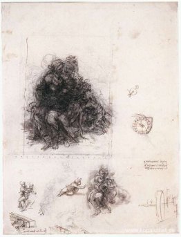 Studie för "Burlington House Cartoon" (Jungfrun och barnet med S