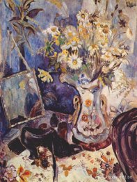 Stilleben med sko och spegel