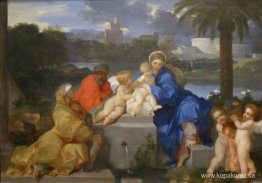 Den heliga familjen med de heliga Elizabeth och spädbarnet Johan