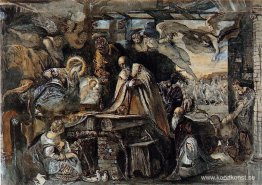 Studie från Tintorettos Adoration of the Magi