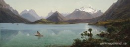 Lake Wakatipu med Mount Earnslaw, Middle Island, Nya Zeeland