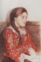 Flicka med en röd jacka