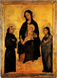 Madonna i Gloria mellan Saint Francis och Santa Chiara Gentile d