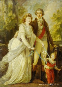 Greve Nikolai Tolstoj med sin fru Anna Ivanovna och deras son Al
