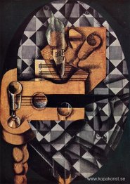 Gitarr, flaska och glas