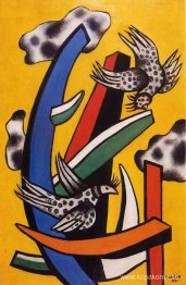 Fåglar på gul bakgrund