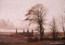Höstlandskap, Frederiksborgs slott på medelavstånd