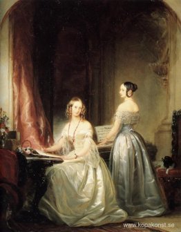 Porträtt av storhertiginnorna Olga Nikolaevna och Alexandra Niko