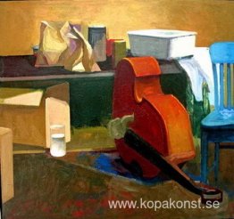 The Artist Studio, papperspåsar och basfiol,