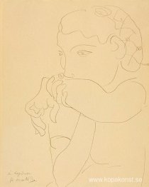 Lydia med sitt hår i ett nät