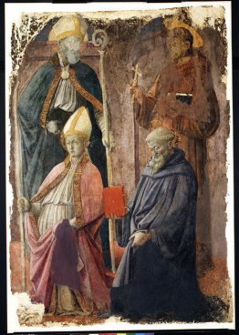 Saints Augustin och Francis, en biskop Saint, och Saint Benedict