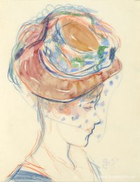 Porträtt av en ung dam med en slöja