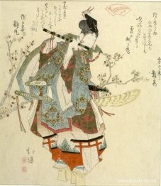 Ushikawa Playing His Flute, utgiven av Seirei Akabaren