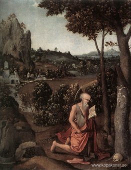 Stenigt landskap med Saint Jerome
