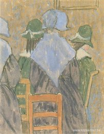 Nunnor och skolflickor står i kyrkan