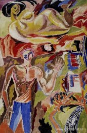 Porträtt av songbeater-futuristen Wassily Kamensky