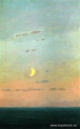 Halvmåne vid solnedgången