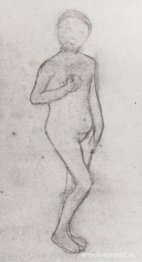 Naken flicka stående