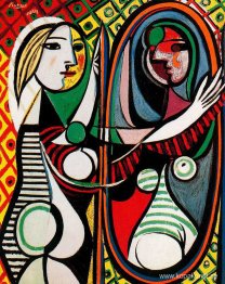 Flicka framför spegeln