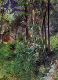 En kvinna i en skog
