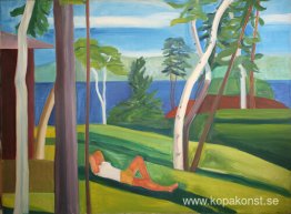 Maine landskap med figur