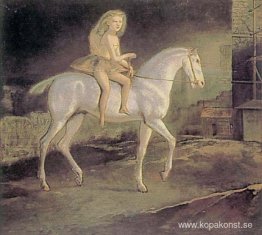 Flicka på en vit häst