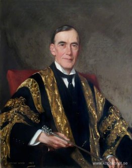 Sir Humphry Davy Rolleston, sittande och håller i en mäss