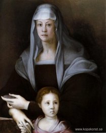 Porträtt av Maria Salviati med Giulia de Medici