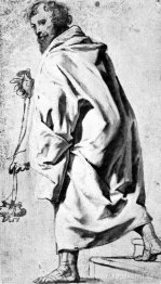 Skäggig man kliver av