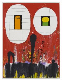 Vit cirkel med korsränder