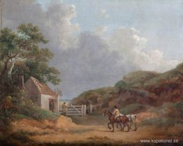 Skogbevuxen landskap med en tullport