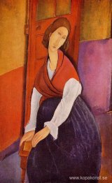 Jeanne Hebuterne i röd sjal