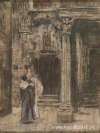 Pjerrot och kvinna omfamnar