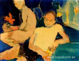Två män i ett interiör