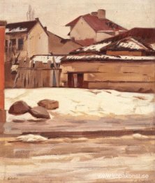 Hörn av Bukarest under vintern