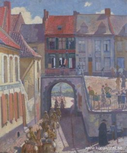 Hushållsbrigaden passerar till Ypres Salient, Cassel 1917