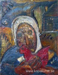 Kvinna med en kyckling