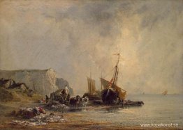 Båtar vid Normandies kust