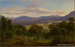 Vår i dalen Mitta Mitta med Bogong Ranges i fjärran